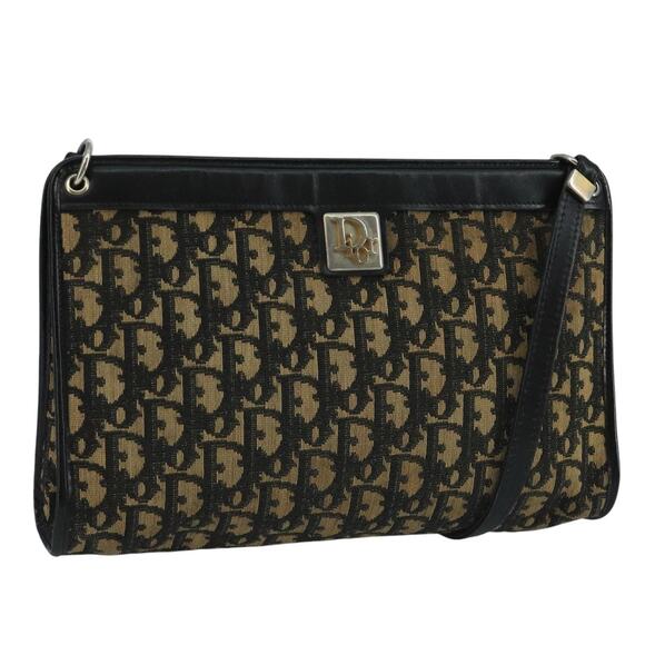DIOR Trotter Canvas Shoulder Bag Navy Gold - Picture 1 of 16